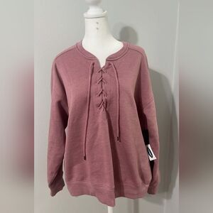 Old Navy Women's Mauve Lace-Up Sweatshirt